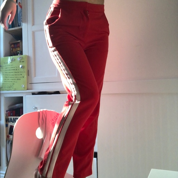 red trouser dress pants with white stripes - Picture 5 of 5